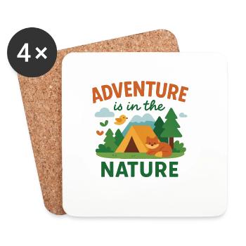 Adventure is in the nature - Dessous de verre (lot de 4) - blanc - Devant