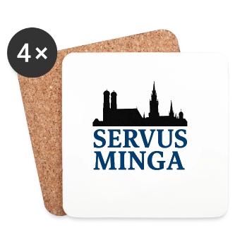 Servus Minga Silhouette Design - Untersetzer (4er-Set) - Weiß - Vorne