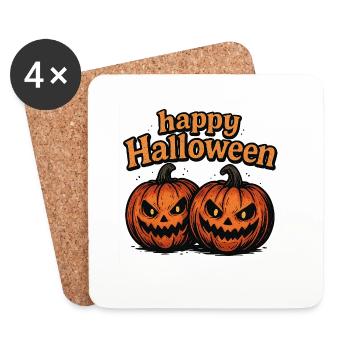 Gruselige Halloween Kürbisse mit bösem Blick - Untersetzer (4er-Set) - Weiß - Vorne