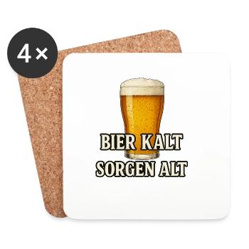 Kühles Bier Zitat Design - Untersetzer (4er-Set) - Weiß - Vorne