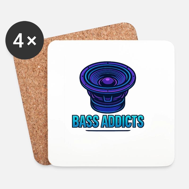 Bass Addicts Neon-Subwoofer-Design - Untersetzer (4er-Set) - Weiß