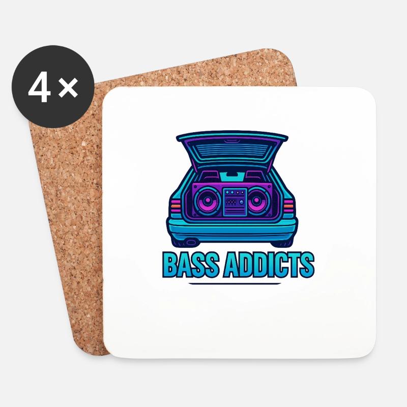 Retro Ghettoblaster Bass Addicts Design - Untersetzer (4er-Set) - Weiß