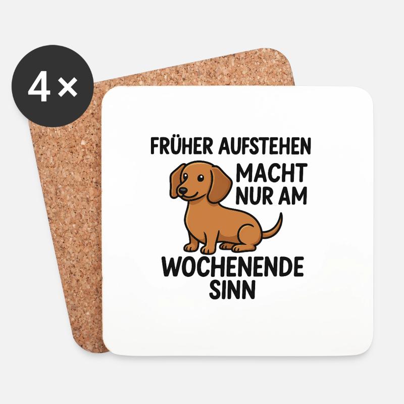 Hund mit Spruch Wochenende - Untersetzer (4er-Set) - Weiß