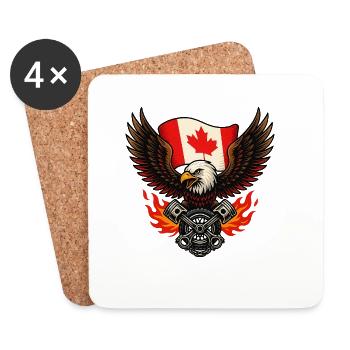 Canadian Eagle Biker with Flag and Pistons - Coasters (set of 4) - white - Front