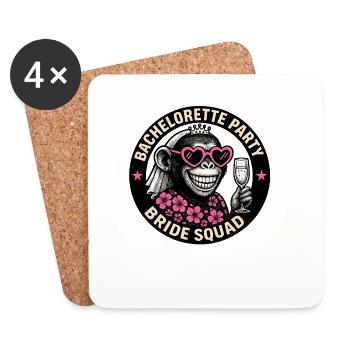 Bachelorette - Bachelorette Monkey Bridal Team Design - Dessous de verre (lot de 4) - blanc - Devant