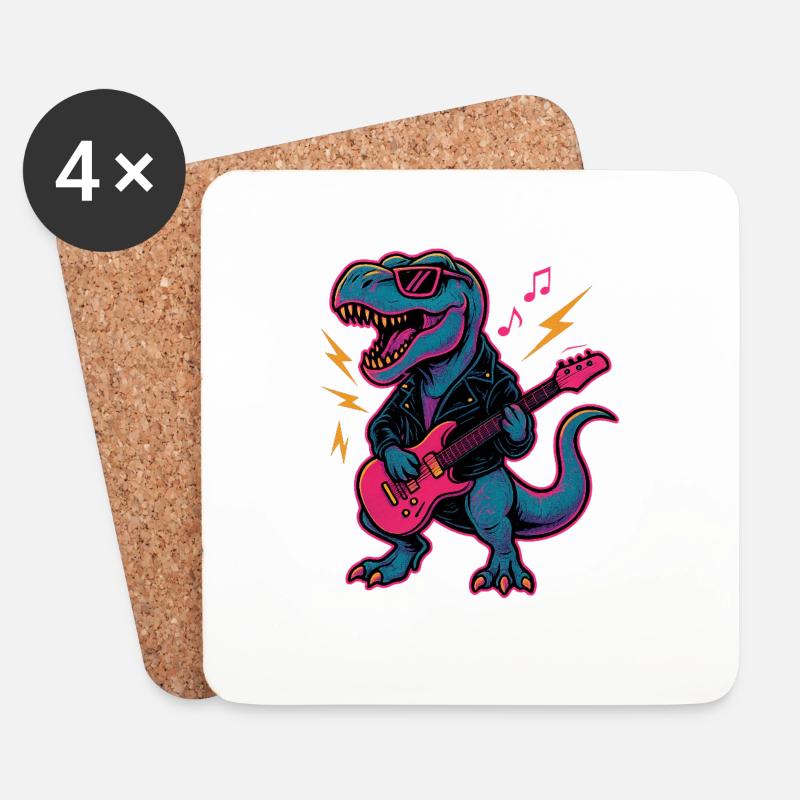 Rock Dino - Untersetzer (4er-Set) - Weiß