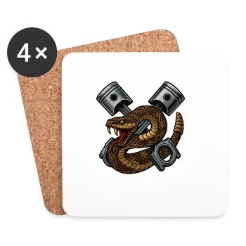 Snake with Pistons, Retro - Coasters (set of 4) - white - Front