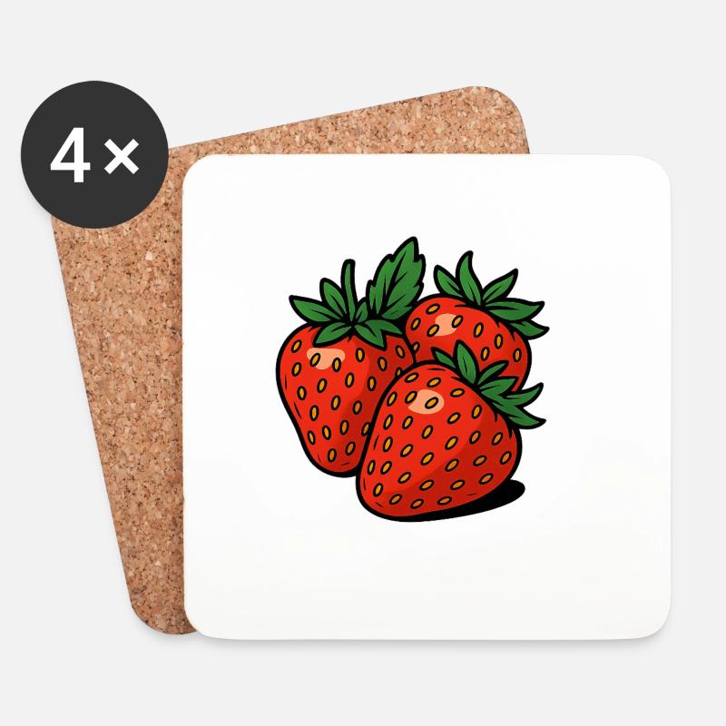 Lebendige Erdbeeren Illustration für Mode - Untersetzer (4er-Set) - Weiß