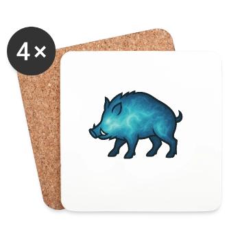 Soul Animal and Guardian Being: Wild Boar - Coasters (set of 4) - white - Front
