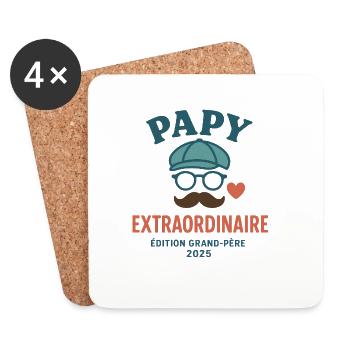 Papy Extraordinaire – Édition Grand-Père 2025 - Dessous de verre (lot de 4) - blanc - Devant