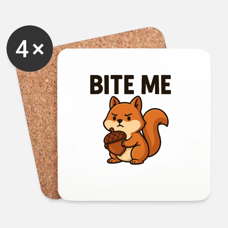 Artsy Squirrel with Bold Message - Untersetzer (4er-Set) - Weiß