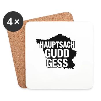 Lustiges Saarland Shirt: Hauptsach gudd gess - Untersetzer (4er-Set) - Weiß - Vorne