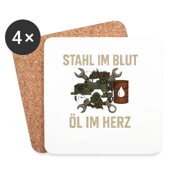 De l’acier dans le sang, de l’huile dans le cœur - Dessous de verre (lot de 4) - blanc - Devant