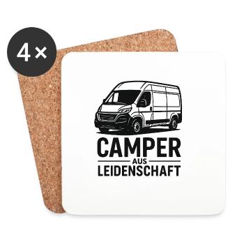 Camping Spirit Lächelndes Wohnmobil Design - Untersetzer (4er-Set) - Weiß - Vorne
