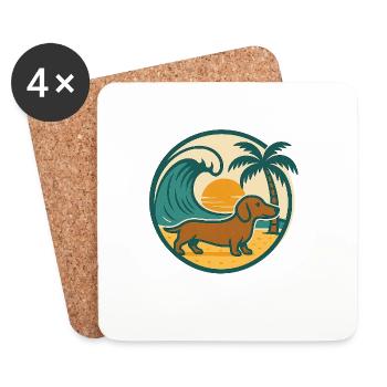 Dachshund Beach Sunset - Coasters (set of 4) - white - Front
