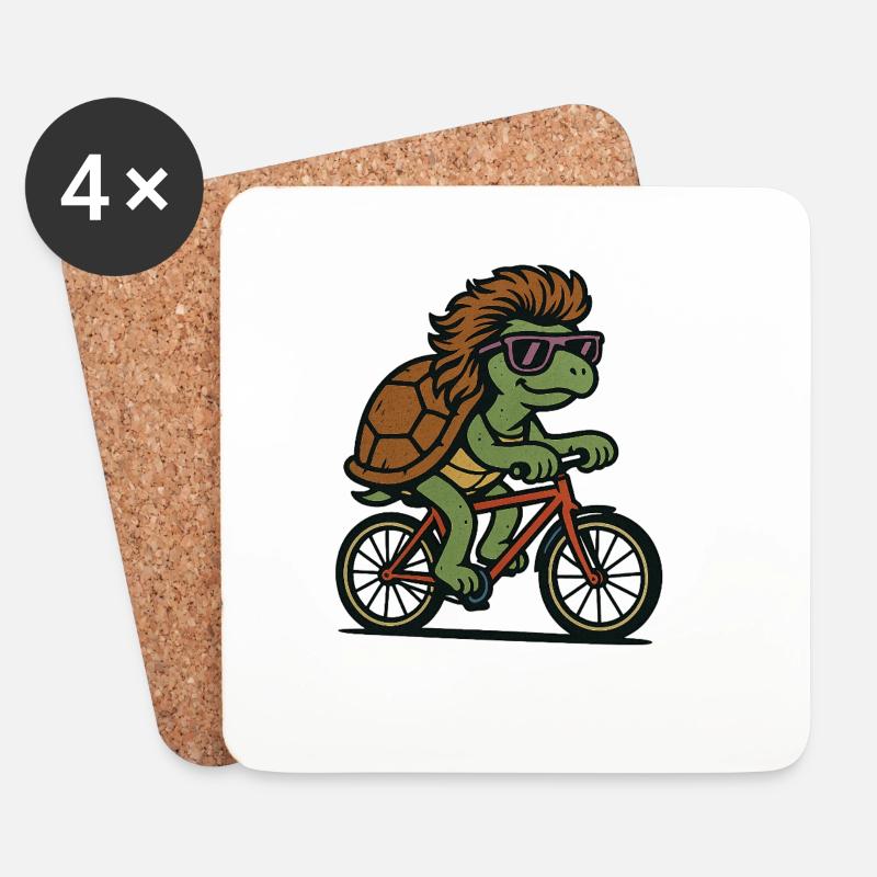Bike Schildkröte - Untersetzer (4er-Set) - Weiß