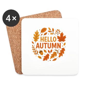 Herbstlaub Begrüßung auf Kleidung - Untersetzer (4er-Set) - Weiß - Vorne