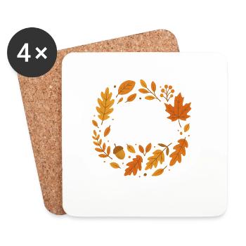 Autumn Foliage Wreath Design - Coasters (set of 4) - white - Front