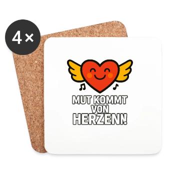 Mut_kommt_von_Herzen - Untersetzer (4er-Set) - Weiß - Vorne