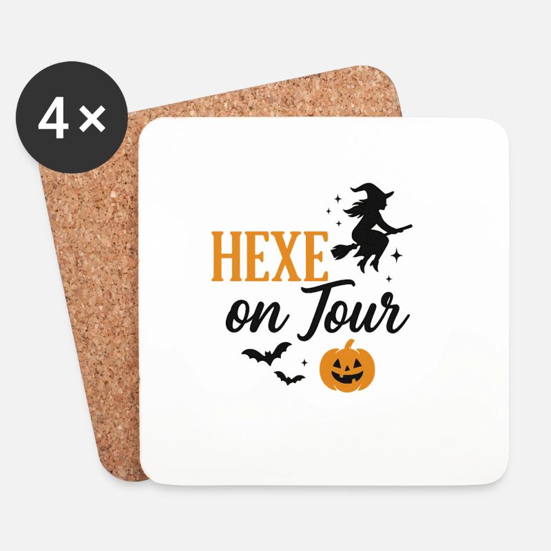 Hexe auf Halloween Herbstschnitt - Untersetzer (4er-Set) - Weiß