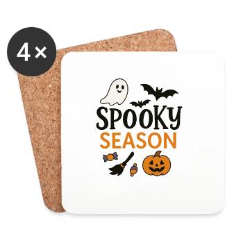 Illustration effrayante de la saison d’Halloween - Dessous de verre (lot de 4) - blanc - Devant