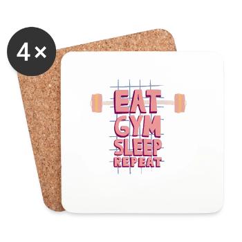 Slogan décoratif de fitness avec haltère - Dessous de verre (lot de 4) - blanc - Devant