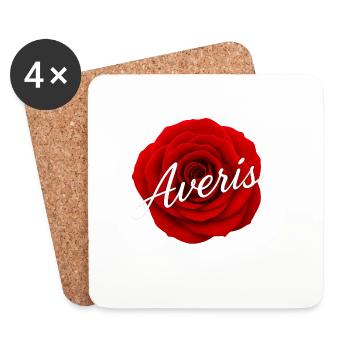 Red Rose with Avenir Text Design - Coasters (set of 4) - white - Front