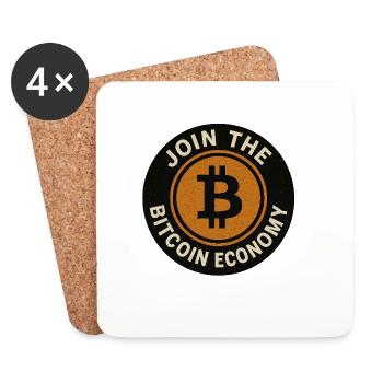 Join the Bitcoin economy round button - Coasters (set of 4) - white - Front