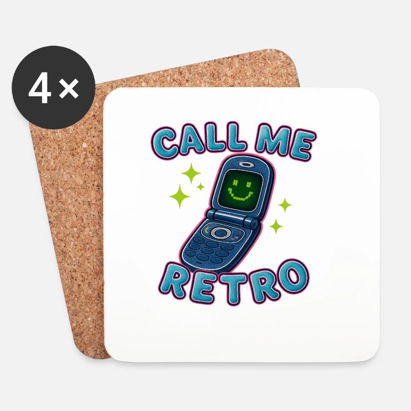 Retro Flip Phone Call Me Design - Untersetzer (4er-Set) - Weiß