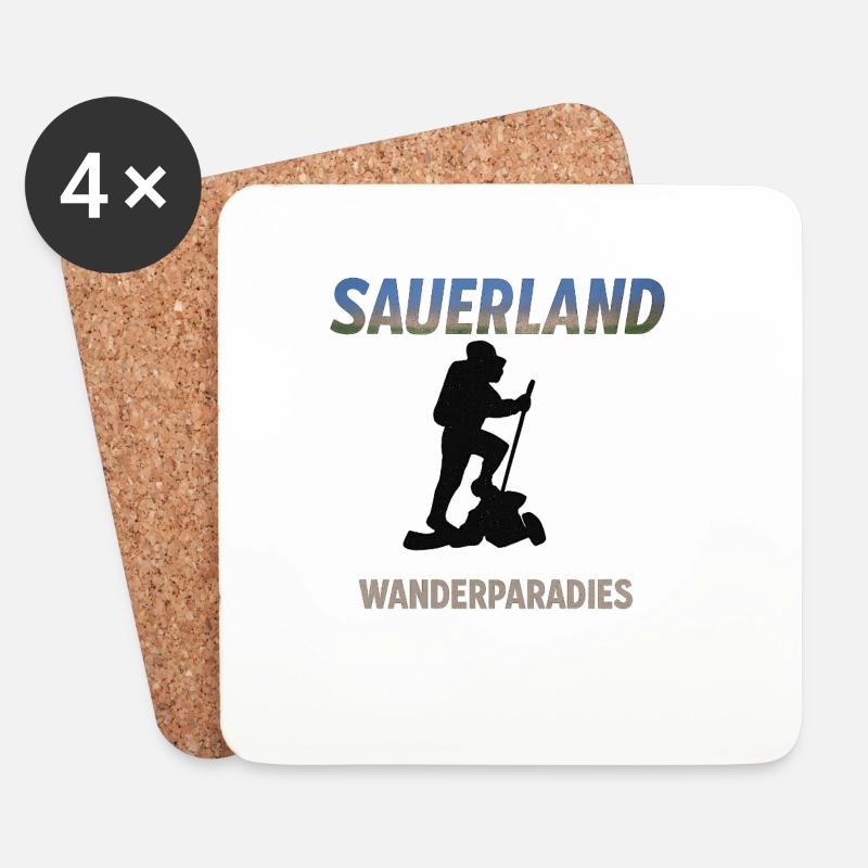 Sauerland Wanderparadies – Outdoor Motiv - Untersetzer (4er-Set) - Weiß