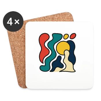 Abstract design with yellow sun - Coasters (set of 4) - white - Front
