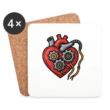 Conception du cœur mécanique - Dessous de verre (lot de 4) - blanc - Devant