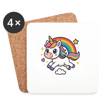 Colorful Unicorn Rainbow - Coasters (set of 4) - white - Front