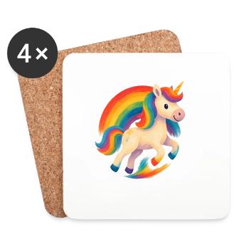 Regenbogen Unicorn Tanz - Untersetzer (4er-Set) - Weiß - Vorne