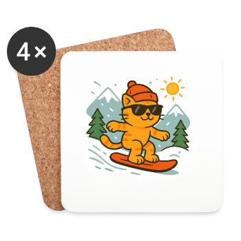 Surferkatze von den Gipfeln in der Sonne - Untersetzer (4er-Set) - Weiß - Vorne