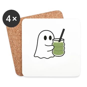 Sweet spirit with matcha latte in a trendy glass - Coasters (set of 4) - white - Front