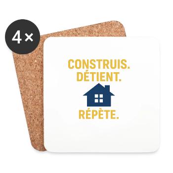 Construis. Détient. Répète. – Investissement Immob - Dessous de verre (lot de 4) - blanc - Devant