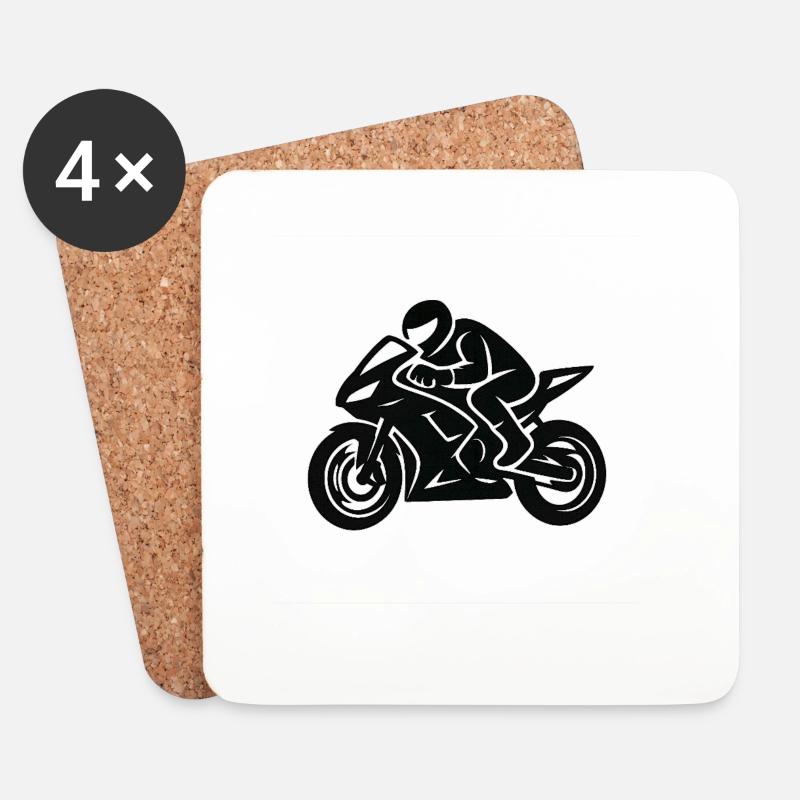 Motorradlinienzeichnung - Untersetzer (4er-Set) - Weiß