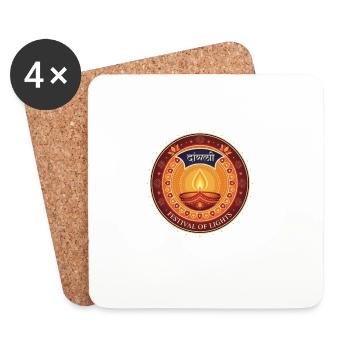 Diwali Festival of Lights - Coasters (set of 4) - white - Front