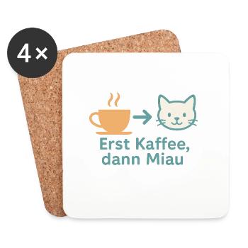First coffee, then meow - Coasters (set of 4) - white - Front