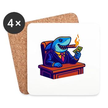 Office shark with money, flame and cigar - Coasters (set of 4) - white - Front