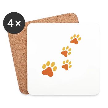Paw Print Trace in Orange - Coasters (set of 4) - white - Front