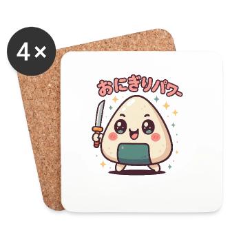 Onigiri Power Krieger - Untersetzer (4er-Set) - Weiß - Vorne