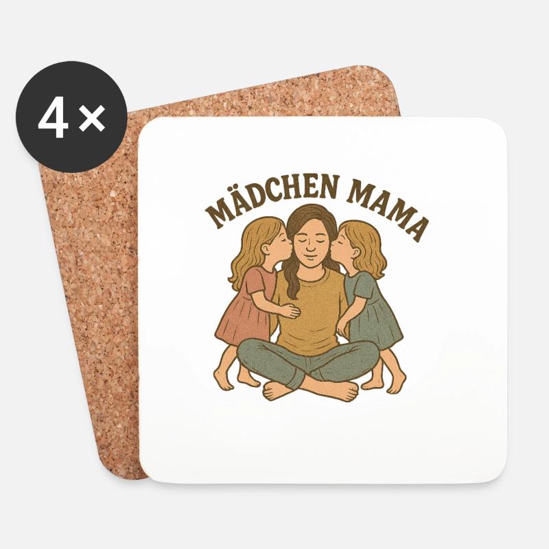 Mädchen Mama Umarmung Illustration - Untersetzer (4er-Set) - Weiß