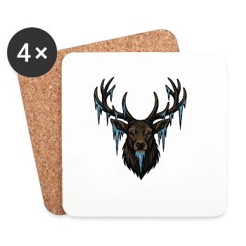 Icicle Deer Head - Coasters (set of 4) - white - Front