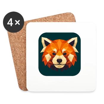 Roter Panda Kopf Low Poly - Untersetzer (4er-Set) - Weiß - Vorne