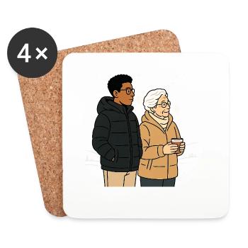 Grand-mère Karin avec son petit-fils - Dessous de verre (lot de 4) - blanc - Devant