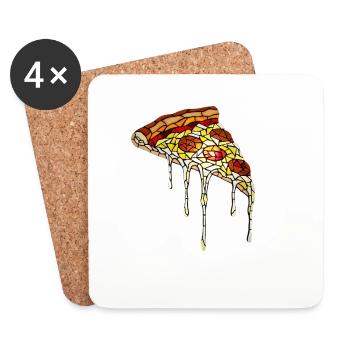 Mosaïque de pizza : conception artistique de vitrail - Dessous de verre (lot de 4) - blanc - Devant