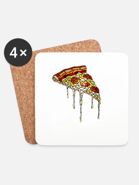 Pizza Mosaic: Artistic Stained Glass Design - Coasters (set of 4) - white