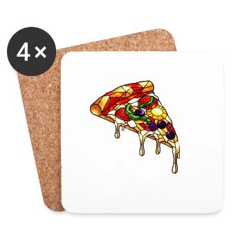 Bunte Pizza bunter mix: Alles Drauf im Comic-Stil - Untersetzer (4er-Set) - Weiß - Vorne